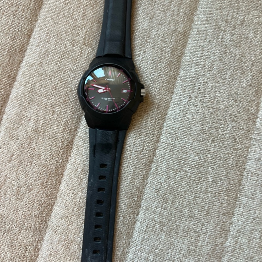 Casio Black Watch with Pink Accents